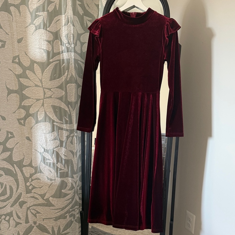 Ivy City Co Burgundy Velvet Midi Dress